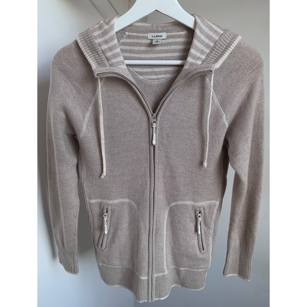 L.L. Bean • S • 100% Merino Wool Zip Up Hoodie Sweater